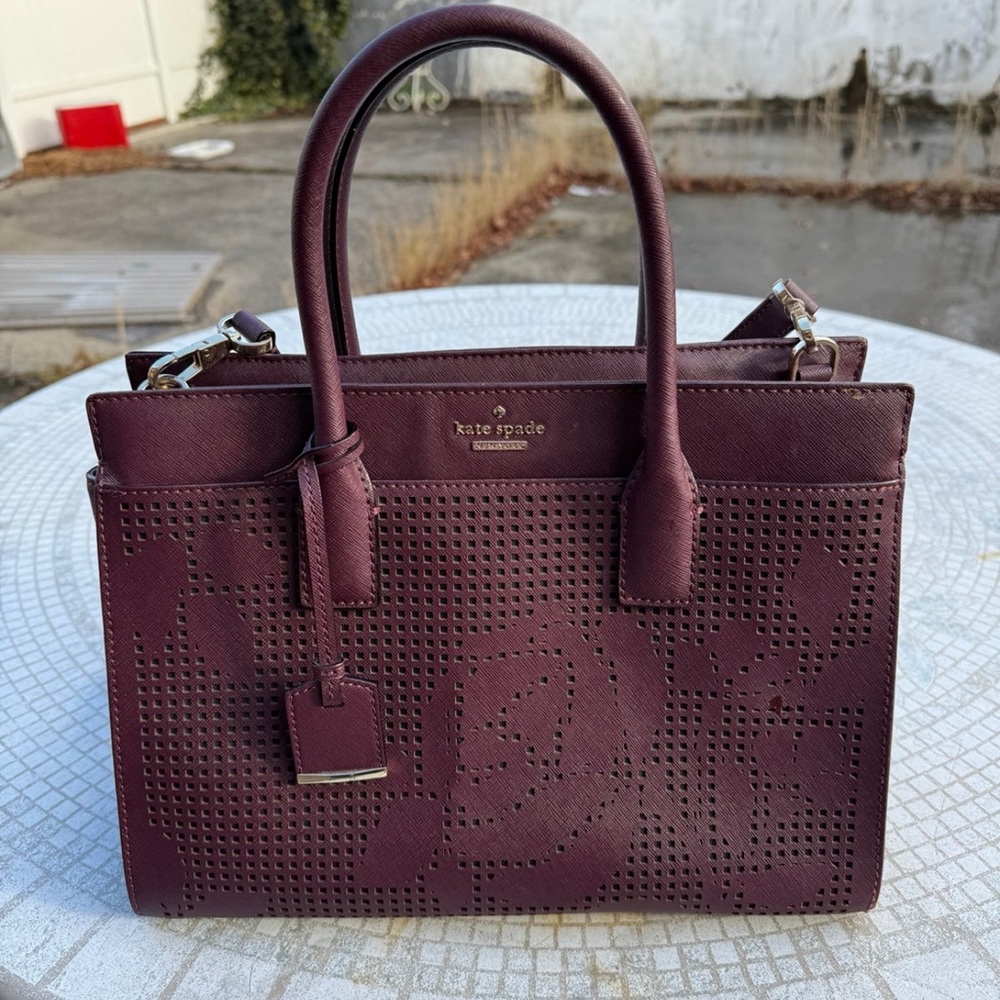 Kate Spade Perforated Cameron Street Candace
Satchel Deep Plum purse bag